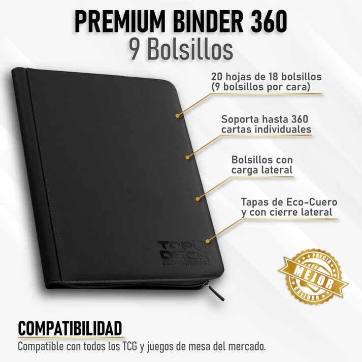 Carpeta Eco Cuero Con Cierre Topdeck 360 Cartas 9 Bolsillos | Devastation Store