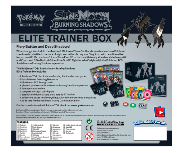 Sun & Moon: Burning Shadows - Elite Trainer Box | Devastation Store