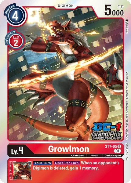 Growlmon [ST7-05] (DC-1 2022 Stamped) [Starter Deck: Gallantmon Promos] | Devastation Store