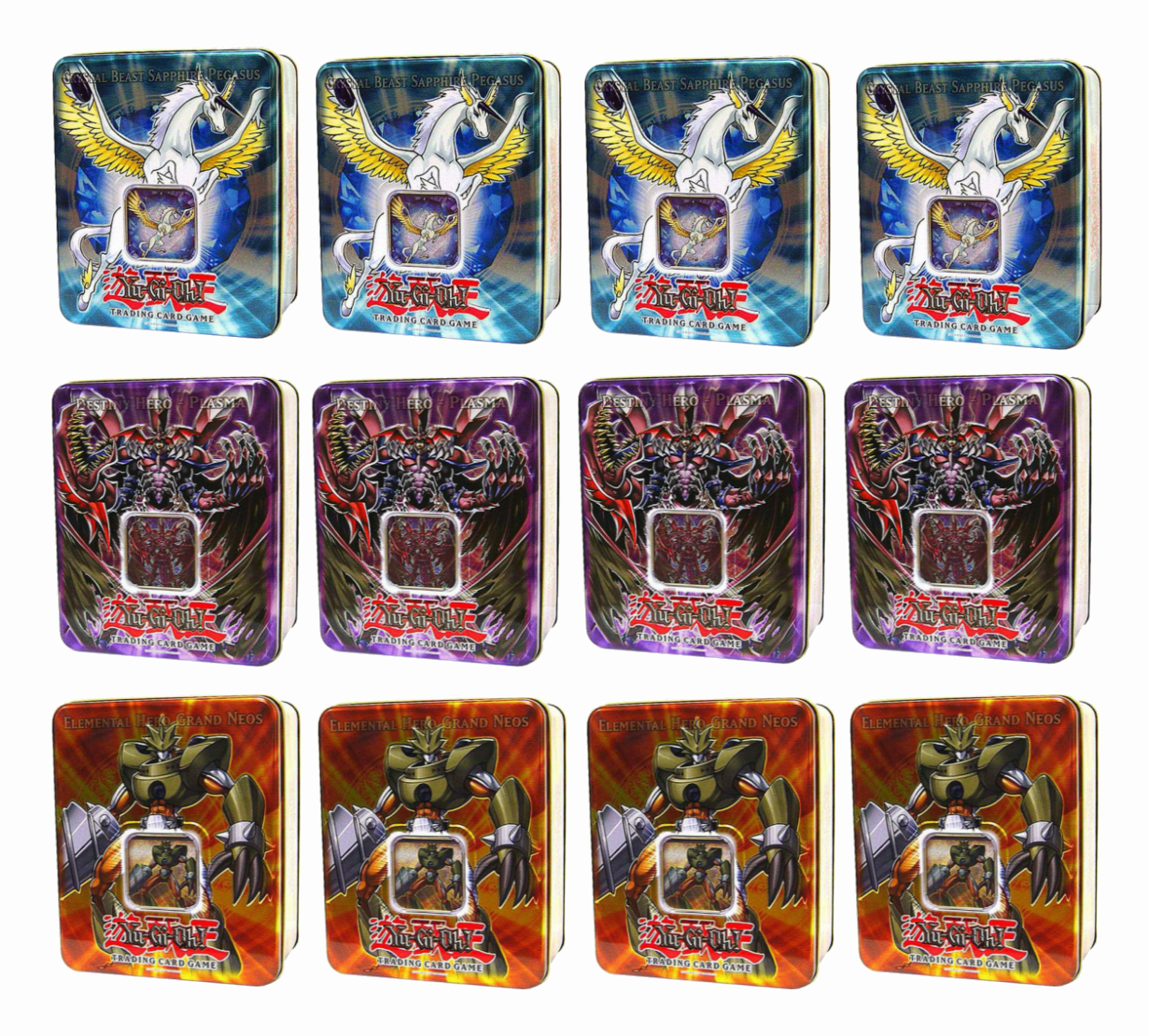 Collectible Tin Display (Crystal Beast Sapphire Pegasus/Destiny Hero Plasma/Elemental Hero Grand Neos) | Devastation Store