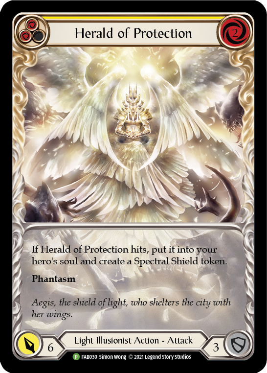 Herald of Protection (Yellow Extended Art) [FAB030] (Promo)  Rainbow Foil | Devastation Store
