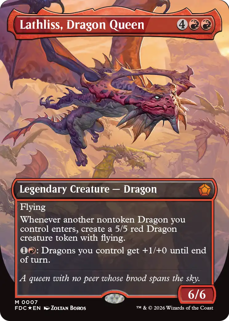 Lathliss, Dragon Queen (Borderless) [Foundations Commander] | Devastation Store