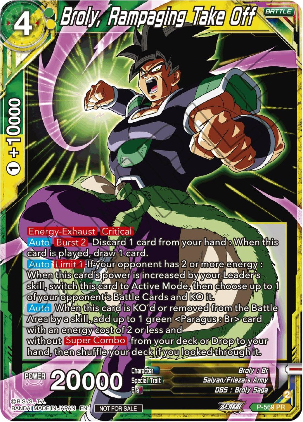 Broly, Rampaging Take Off (Zenkai Series Tournament Pack Vol.6) (P-569) [Tournament Promotion Cards] | Devastation Store