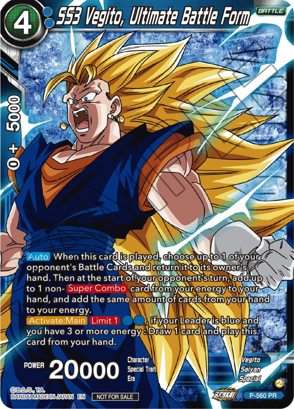 SS3 Vegito, Ultimate Battle Form (Zenkai Series Tournament Pack Vol.6) (Winner) (P-560) [Tournament Promotion Cards] | Devastation Store