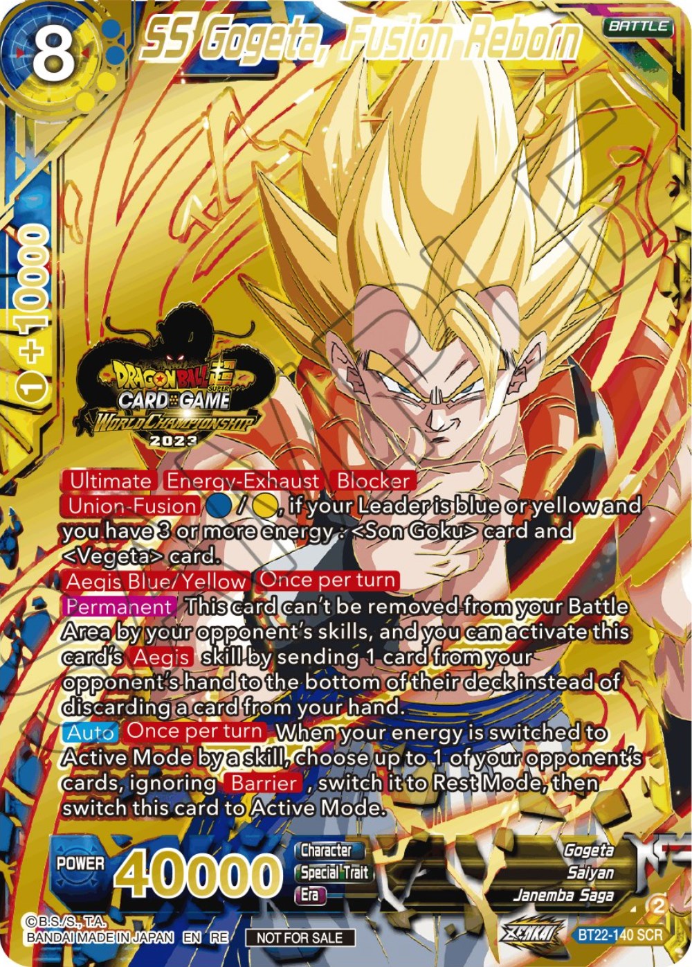 SS Gogeta, Fusion Reborn (2023 World Championship Stamp) (BT22-140) [Tournament Promotion Cards] | Devastation Store