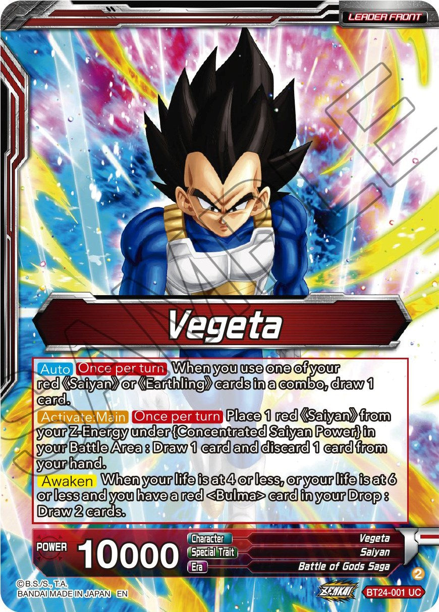 Vegeta // Vegeta, Awakened Feelings (BT24-001) [Beyond Generations Prerelease Promos] | Devastation Store