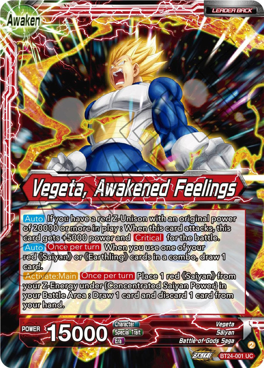 Vegeta // Vegeta, Awakened Feelings (BT24-001) [Beyond Generations] | Devastation Store