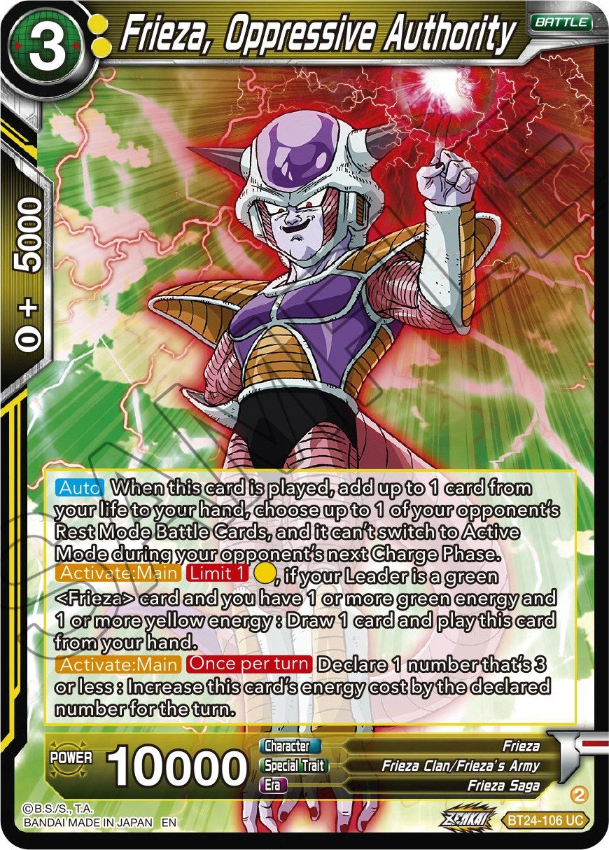 Frieza, Oppressive Authority (BT24-106) [Beyond Generations] | Devastation Store