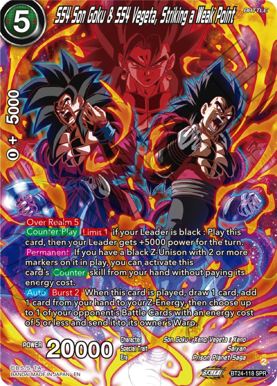 SS4 Son Goku & SS4 Vegeta, Striking a Weak Point (SPR) (BT24-118) [Beyond Generations] | Devastation Store
