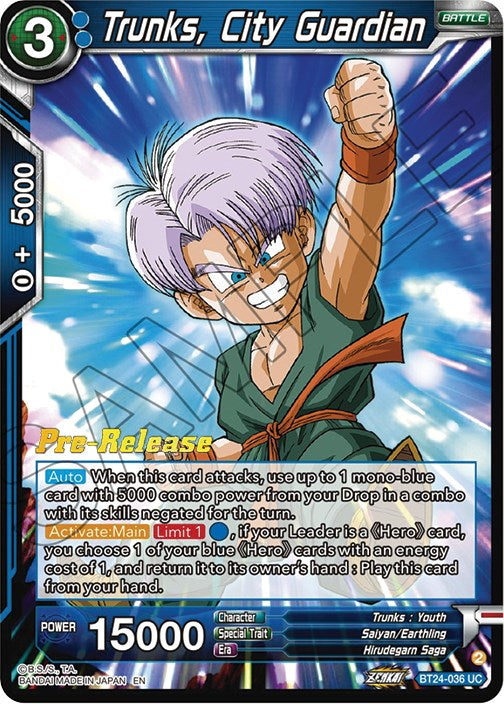 Trunks, City Guardian (BT24-036) [Beyond Generations Prerelease Promos] | Devastation Store