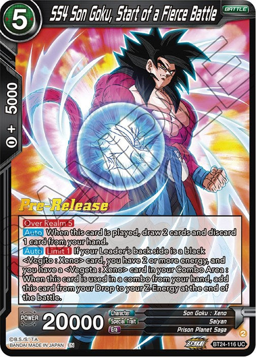 SS4 Son Goku, Start of a Fierce Battle (BT24-116) [Beyond Generations Prerelease Promos] | Devastation Store