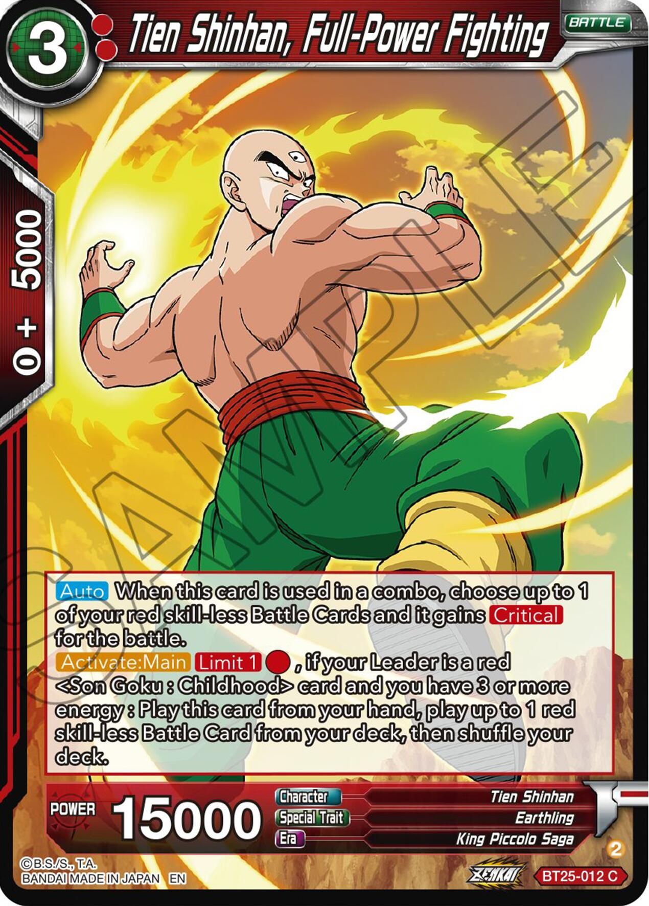 Tien Shinhan, Full-Power Fighting (BT25-012) [Legend of the Dragon Balls] | Devastation Store
