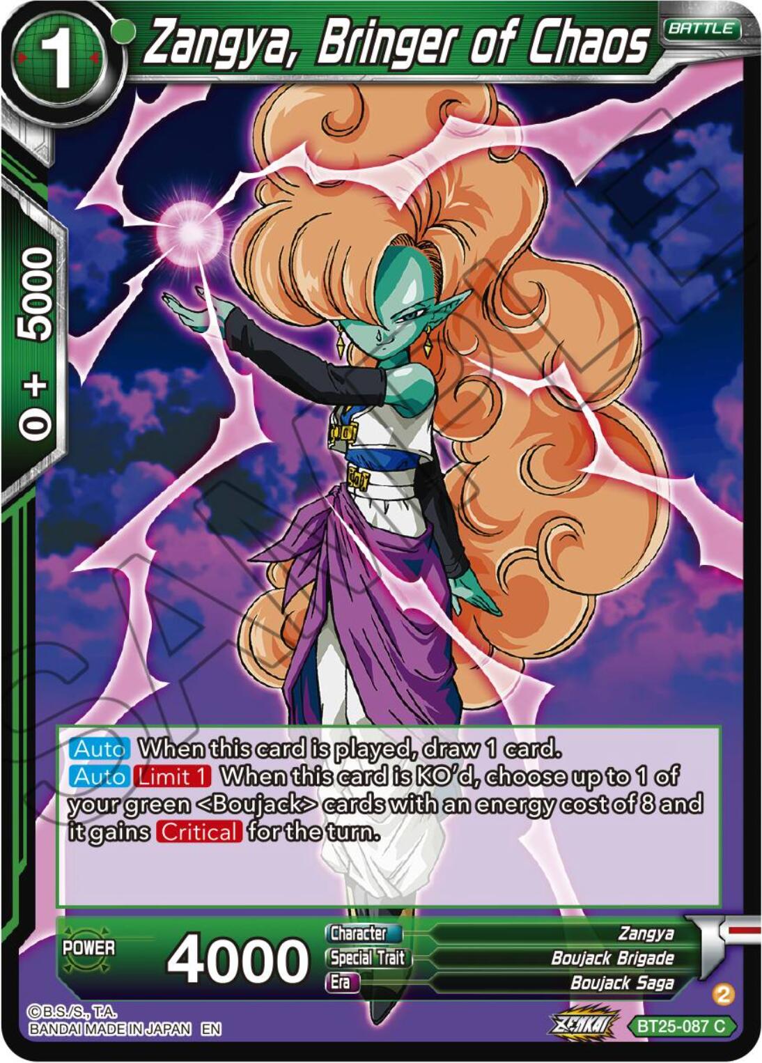 Zangya, Bringer of Chaos (BT25-087) [Legend of the Dragon Balls] | Devastation Store