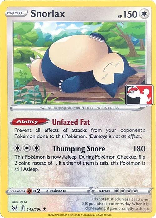 Snorlax (143/196) [Prize Pack Series Three] | Devastation Store