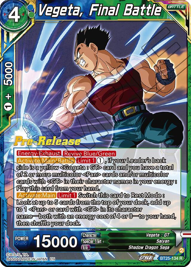 Vegeta, Final Battle (BT25-134) [Legend of the Dragon Balls Prerelease Promos] | Devastation Store