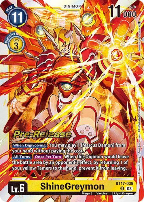 ShineGreymon [BT17-039] [Secret Crisis Pre-Release Cards] | Devastation Store