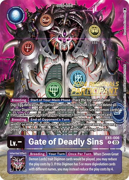 Gate of Deadly Sins [EX6-006] (2024 Regionals Participant) [Infernal Ascension] | Devastation Store