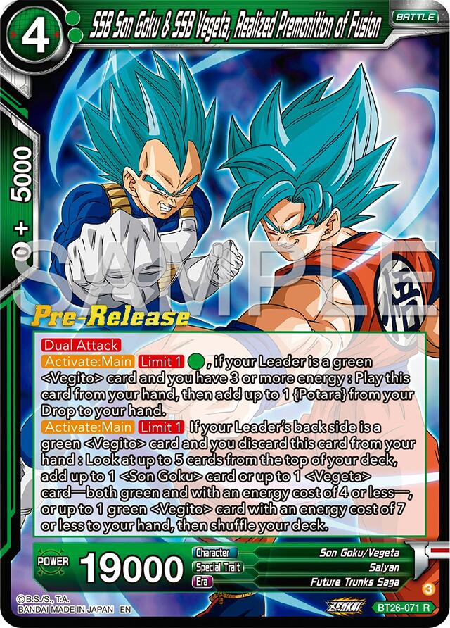 SSB Son Goku & SSB Vegeta, Realized Premonition of Fusion (BT26-071) [Ultimate Advent Prerelease Promos] | Devastation Store