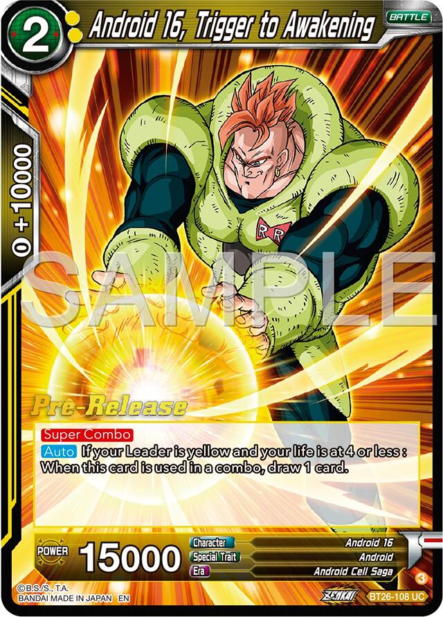 Android 16, Trigger to Awakening (BT26-108) [Ultimate Advent Prerelease Promos] | Devastation Store