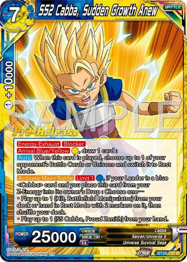 SS2 Cabba, Sudden Growth Anew (BT26-137) [Ultimate Advent Prerelease Promos] | Devastation Store