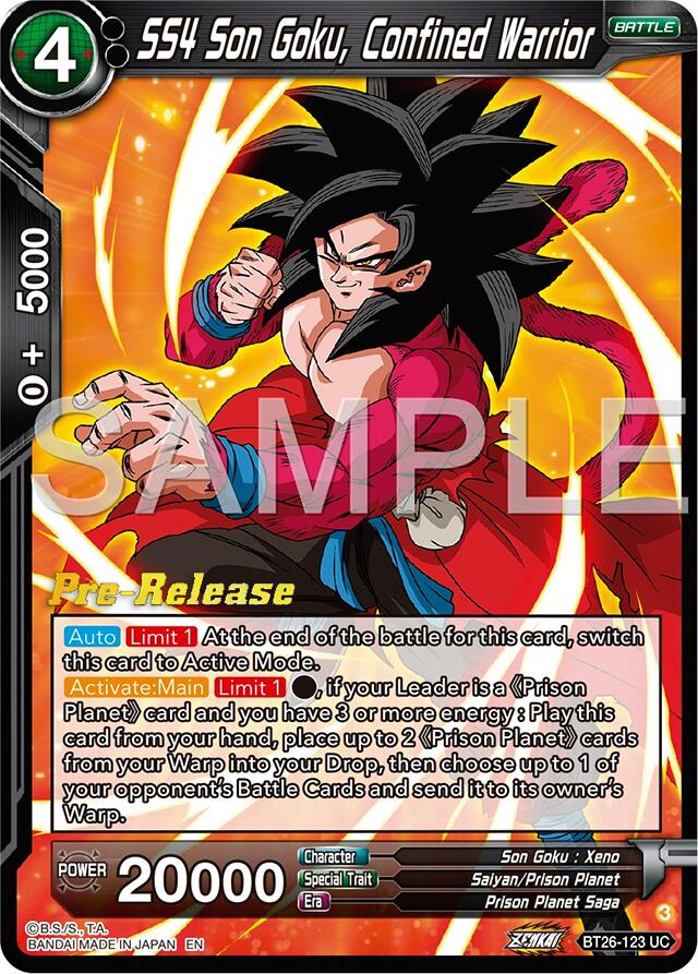 SS4 Son Goku, Confined Warrior (BT26-123) [Ultimate Advent Prerelease Promos] | Devastation Store