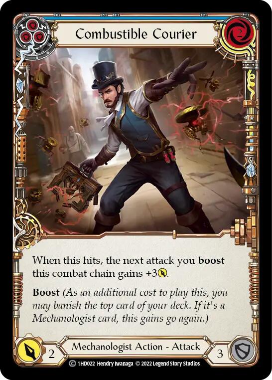 Combustible Courier (Blue) [1HD022] (History Pack 1 Dash Blitz Deck) | Devastation Store