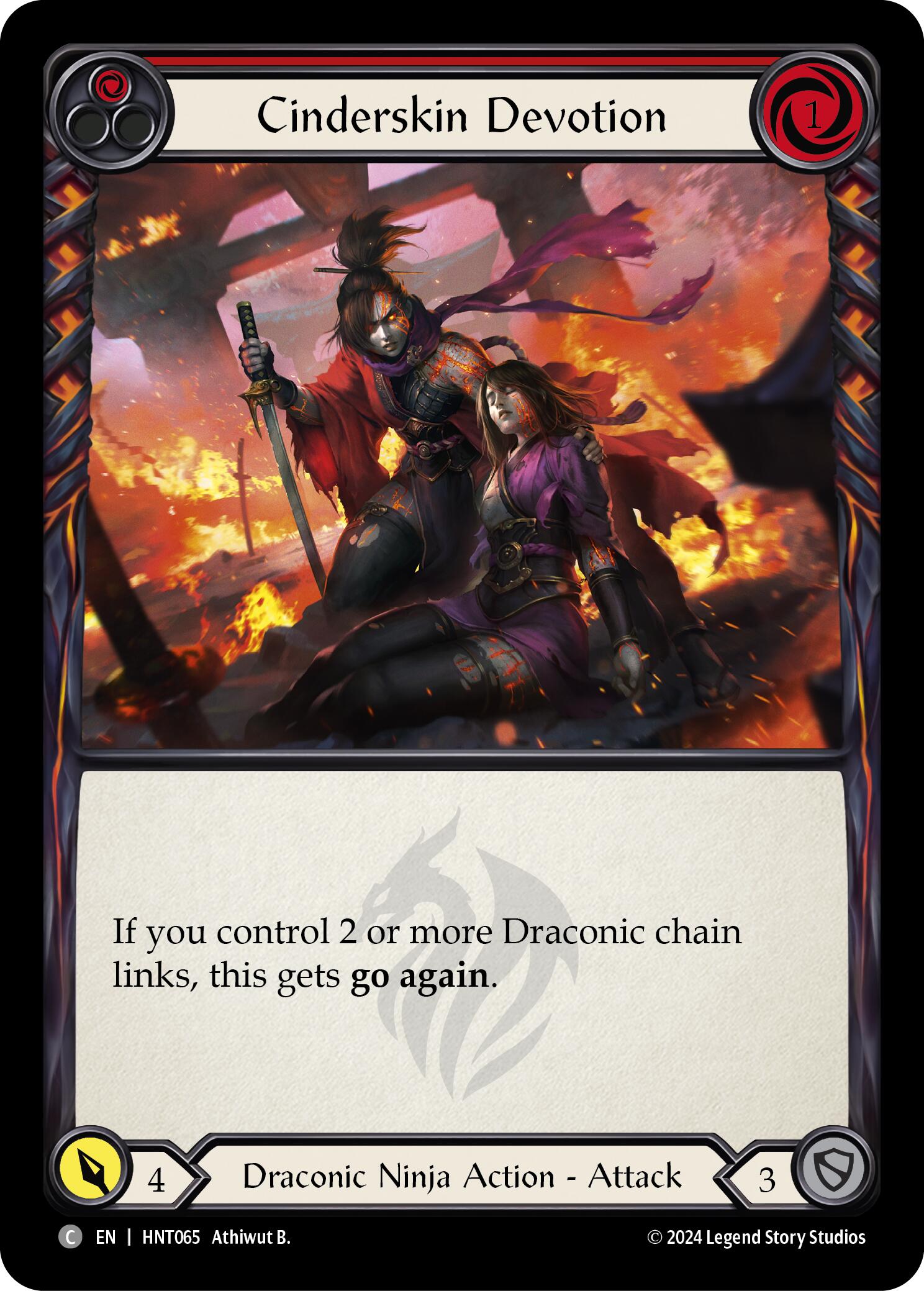 Cinderskin Devotion (Red) [HNT065] (The Hunted)  Rainbow Foil | Devastation Store