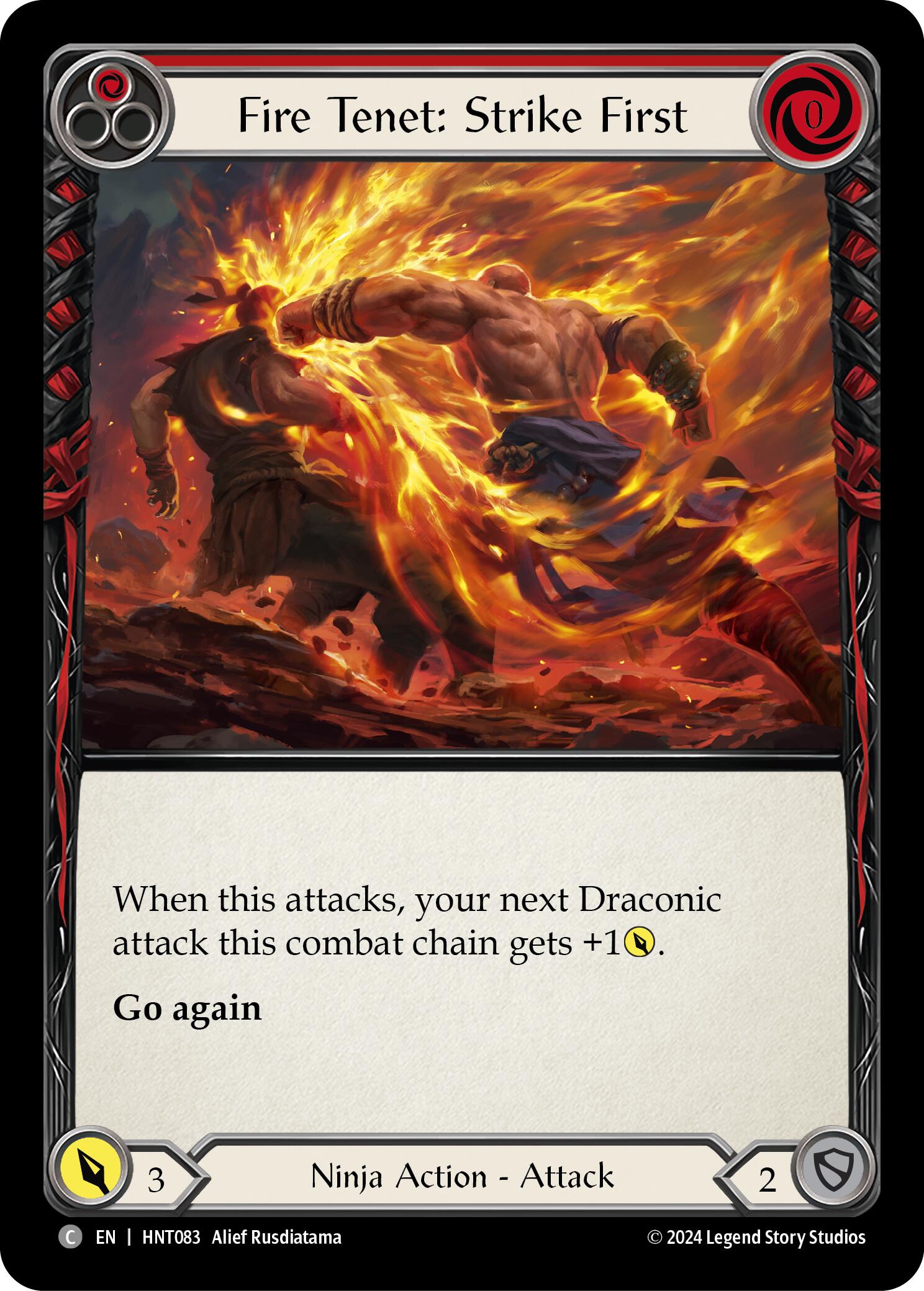 Fire Tenet: Strike First (Red) [HNT083] (The Hunted)  Rainbow Foil | Devastation Store