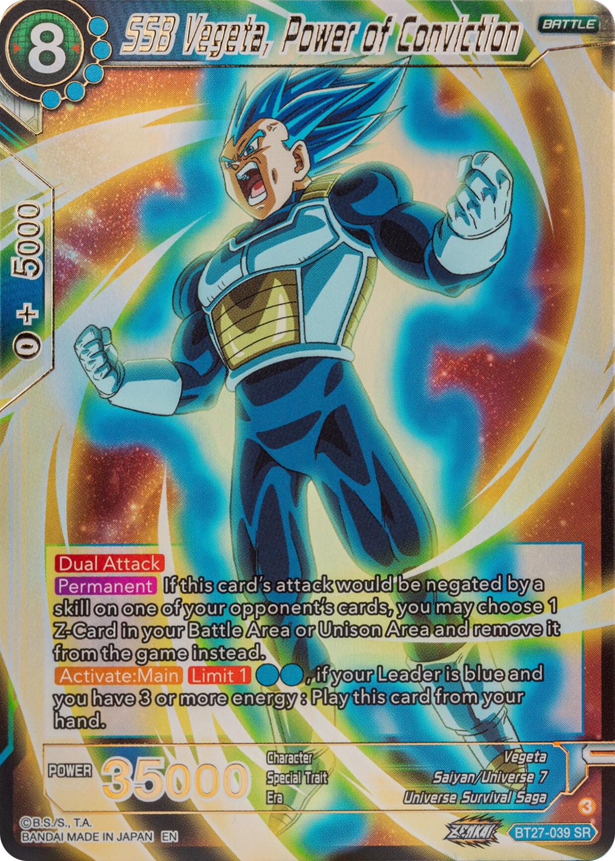 SSB Vegeta, Power of Conviction (BT27-039) [History of Z] | Devastation Store