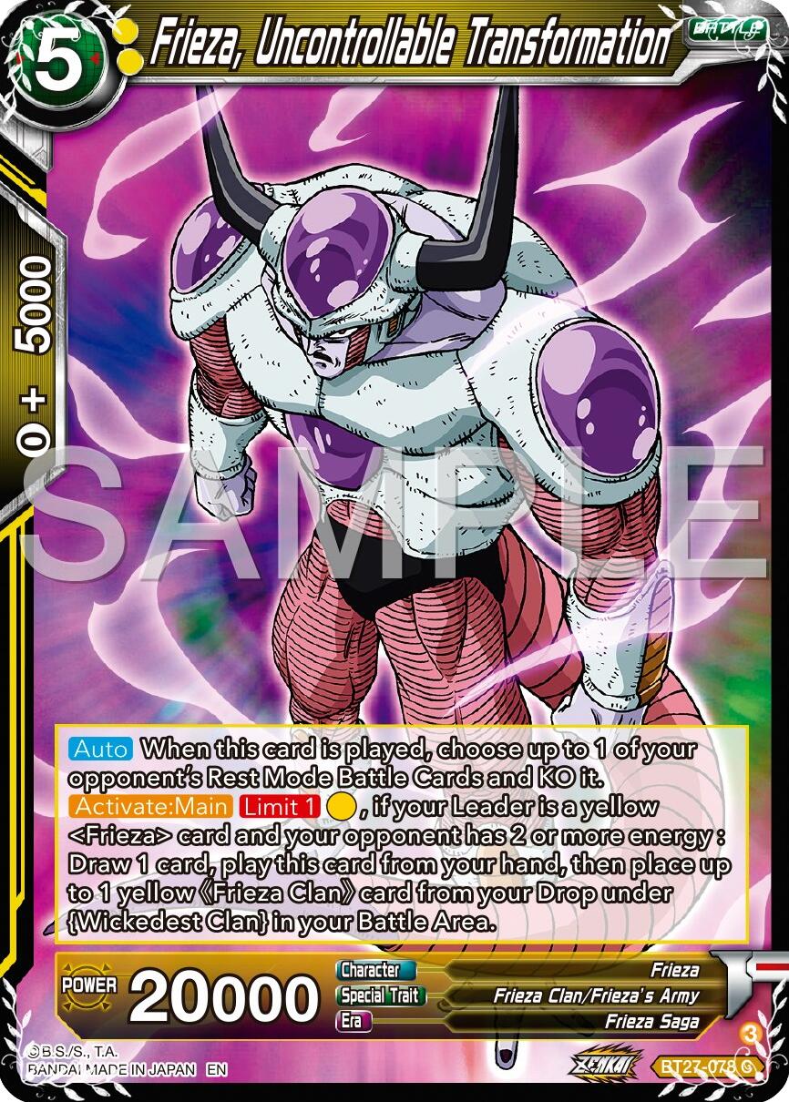 Frieza, Uncontrollable Transformation (BT27-078) [History of Z] | Devastation Store