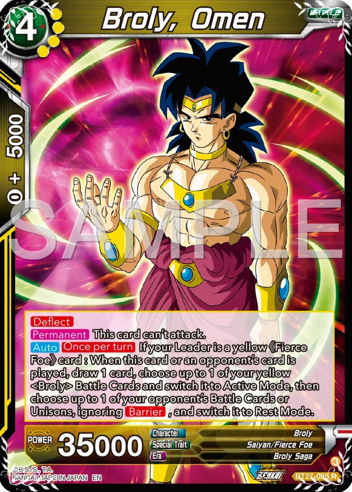 Broly, Omen (BT27-085) [History of Z] | Devastation Store