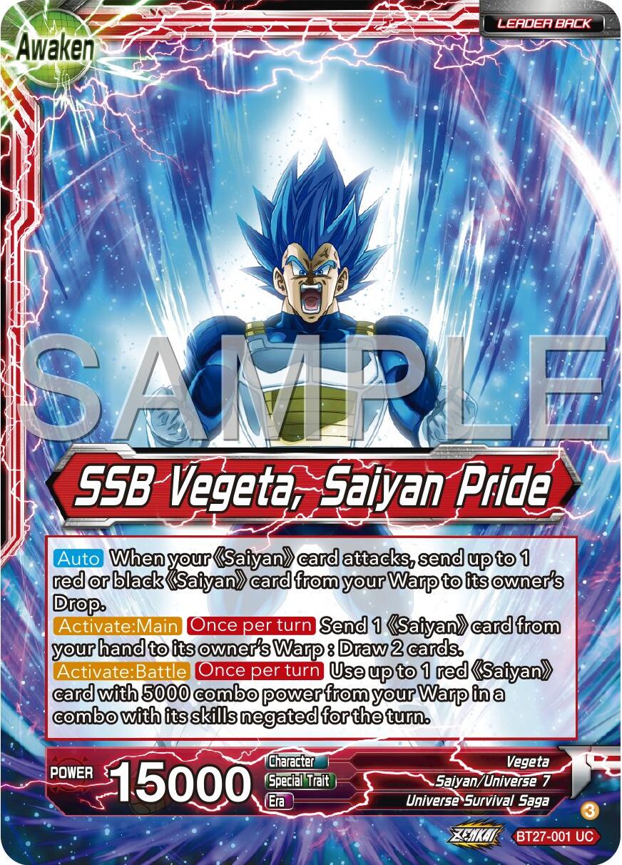 Vegeta // SSB Vegeta, Saiyan Pride (BT27-001) [History of Z] | Devastation Store