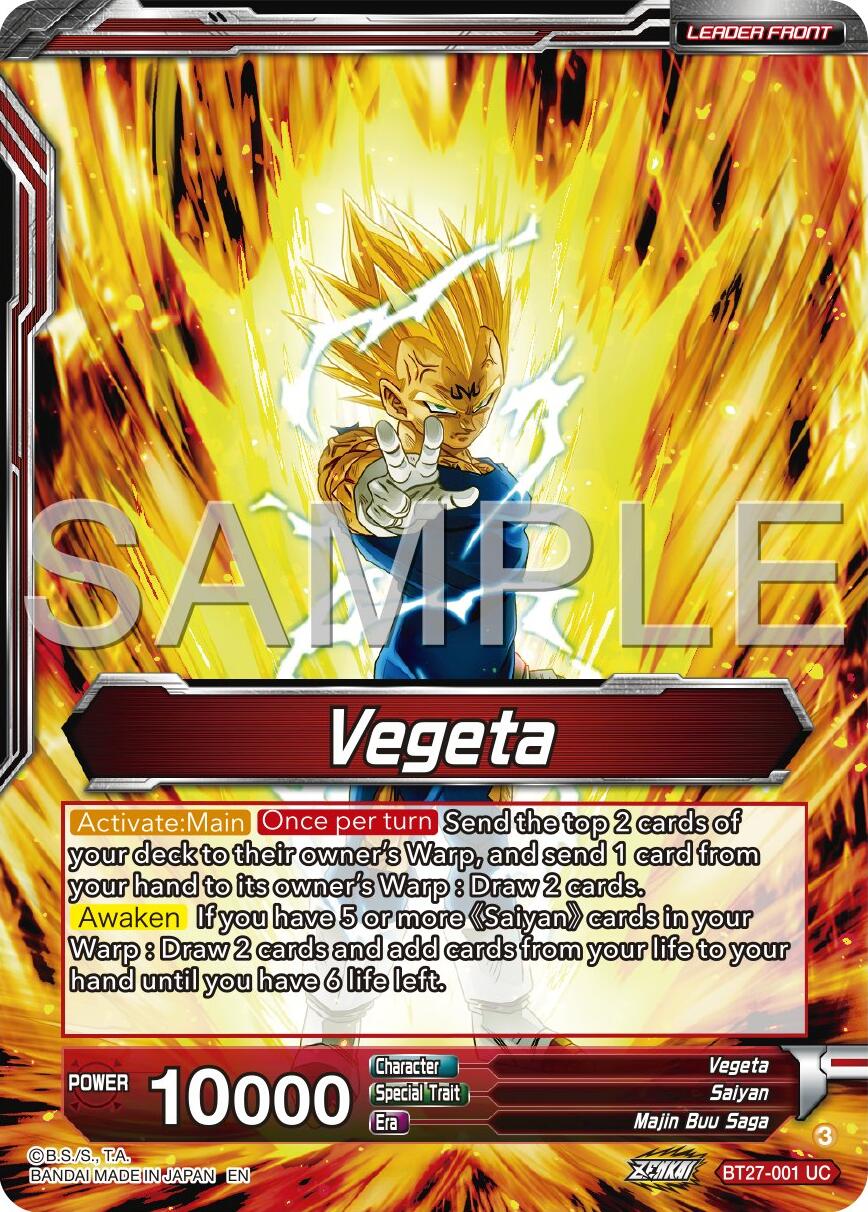 Vegeta // SSB Vegeta, Saiyan Pride (BT27-001) [History of Z] | Devastation Store