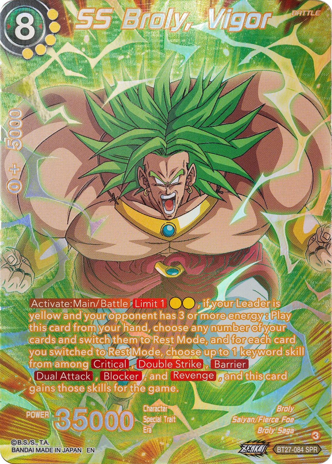 SS Broly, Vigor (SPR) (BT27-064) [History of Z] | Devastation Store