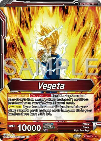 Vegeta // SSB Vegeta, Saiyan Pride (SLR) (BT27-001) [History of Z] | Devastation Store