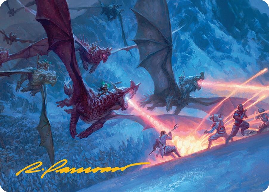 Dragonback Assault Art Card (22/54) (Gold-Stamped Signature) [Tarkir: Dragonstorm Art Series] | Devastation Store