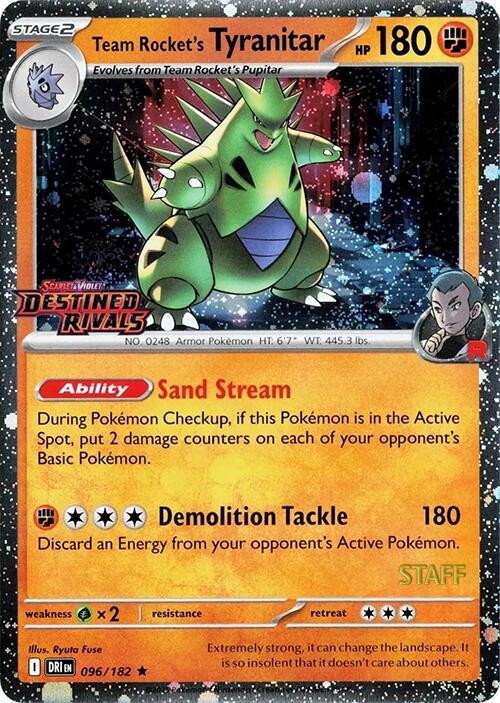 Team Rocket's Tyranitar (096/182) (Prerelease Staff) [Scarlet & Violet: Destined Rivals] | Devastation Store