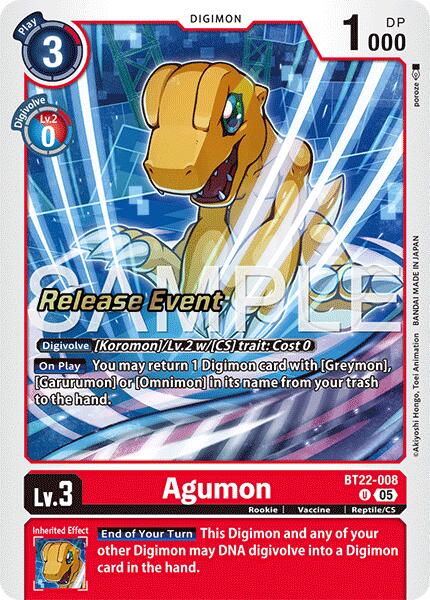 Agumon [BT22-008] [Cyber Eden Release Event Cards] | Devastation Store