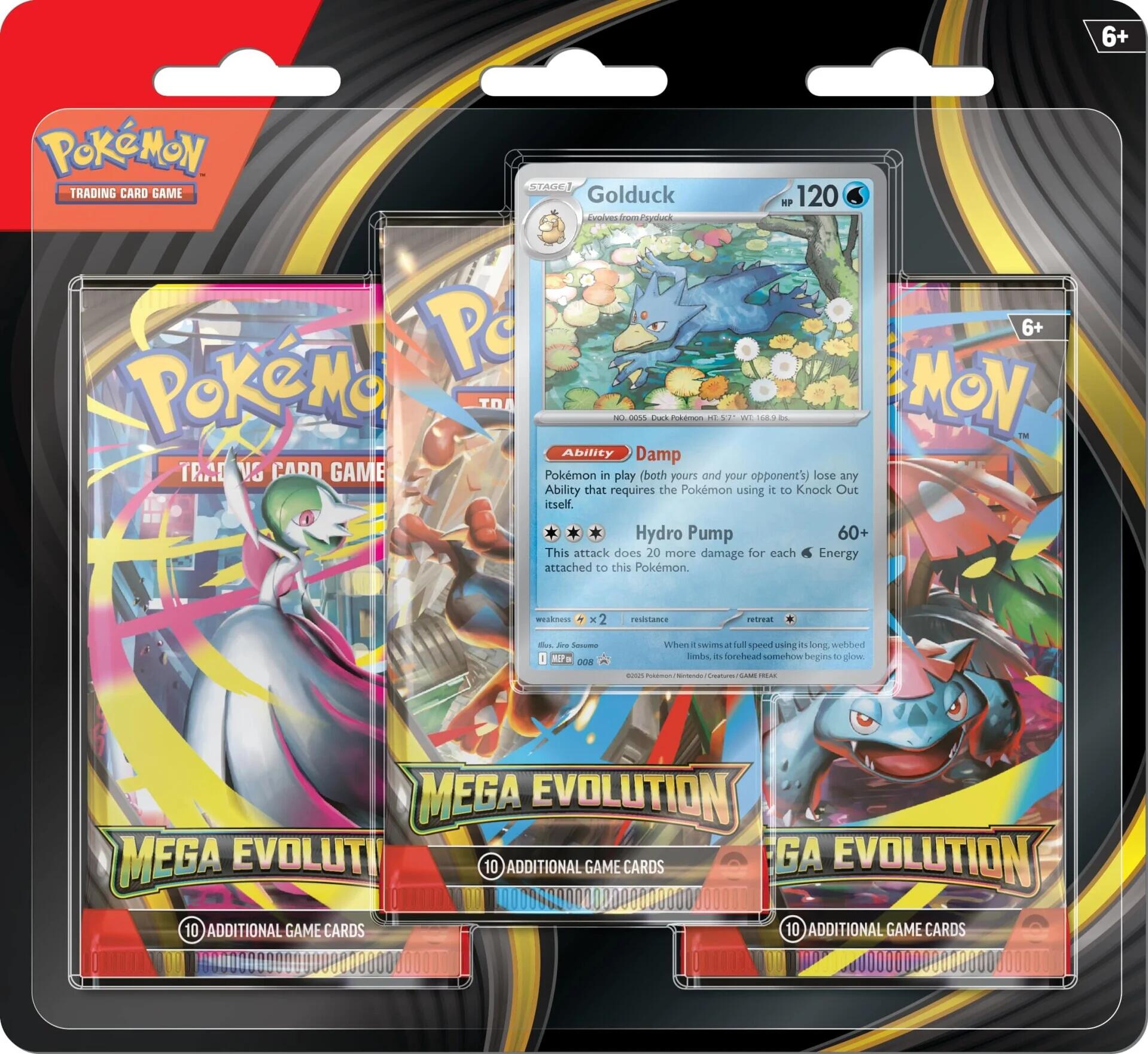 Scarlet & Violet: Mega Evolution - 3 Pack Blister (Golduck) | Devastation Store