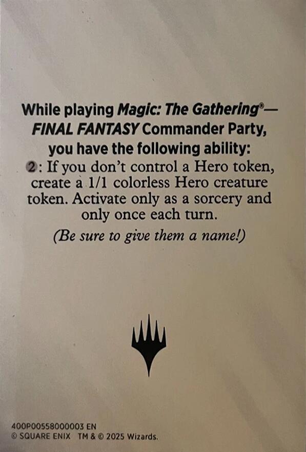 Blank Hero Token [FINAL FANTASY Tokens] | Devastation Store