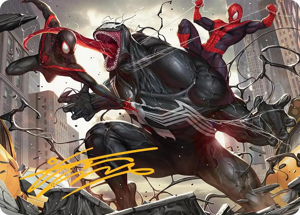 Terrific Team-Up Art Card (Gold-Stamped Signature) [Marvel's Spider-Man Art Series] | Devastation Store