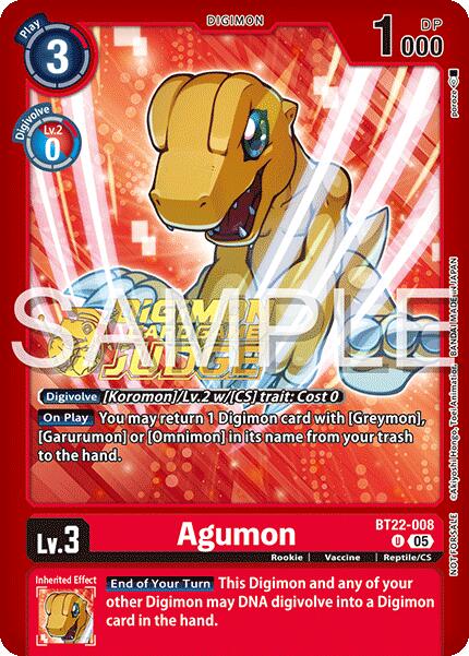Agumon [BT22-008] (Judge Pack 2025 Wave 2) [Cyber Eden] | Devastation Store