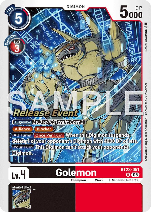 Golemon [BT23-051] [Hackers' Slumber Release Event Cards] | Devastation Store