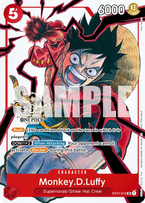 Monkey.D.Luffy (ST01-012) (3rd Anniversary Tournament 3 Brothers Pack) [Carrying On His Will: 3rd Anniversary Tournament Cards] | Devastation Store