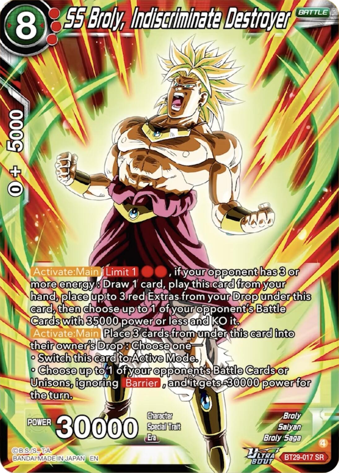 SS Broly, Indiscriminate Destroyer (BT29-017) [Fearsome Rivals] | Devastation Store