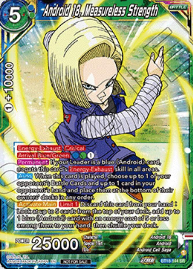 Android 18, Measureless Strength (Ultra-Bout Series Tournament Pack Vol.1) (BT18-144) [Tournament Promotion Cards] | Devastation Store