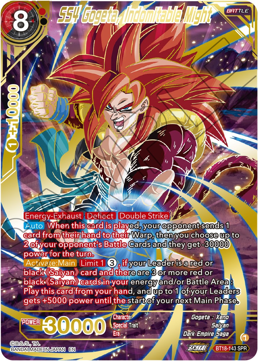 SS4 Gogeta, Indomitable Might (SPR) (BT18-143) [Dawn of the Z-Legends] | Devastation Store