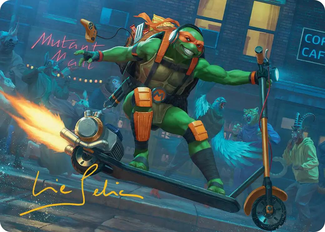 Michelangelo, On the Scene Art Card (Gold-Stamped Signature) [Teenage Mutant Ninja Turtles Art Series] | Devastation Store
