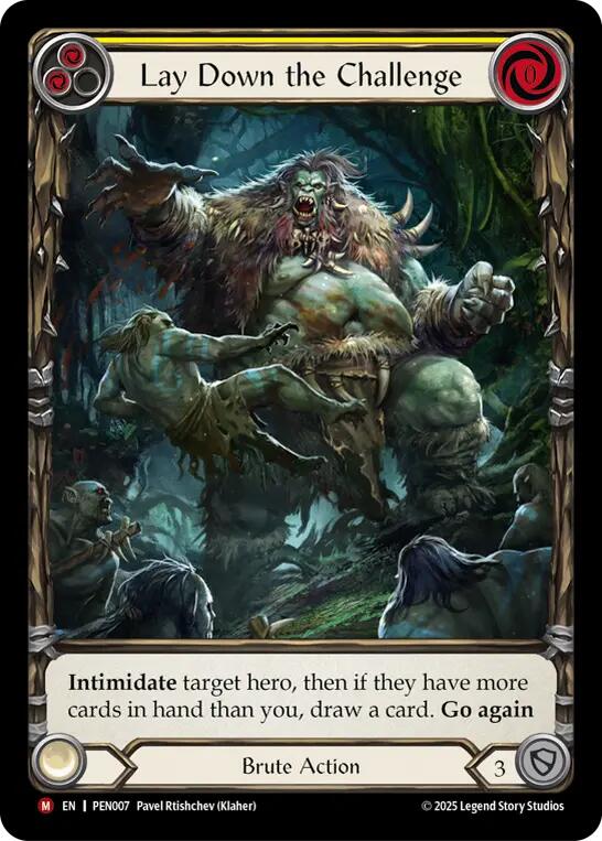 Lay Down The Challenge (Yellow) (Extended Art) [PEN007] (Compendium of Rathe)  Rainbow Foil | Devastation Store