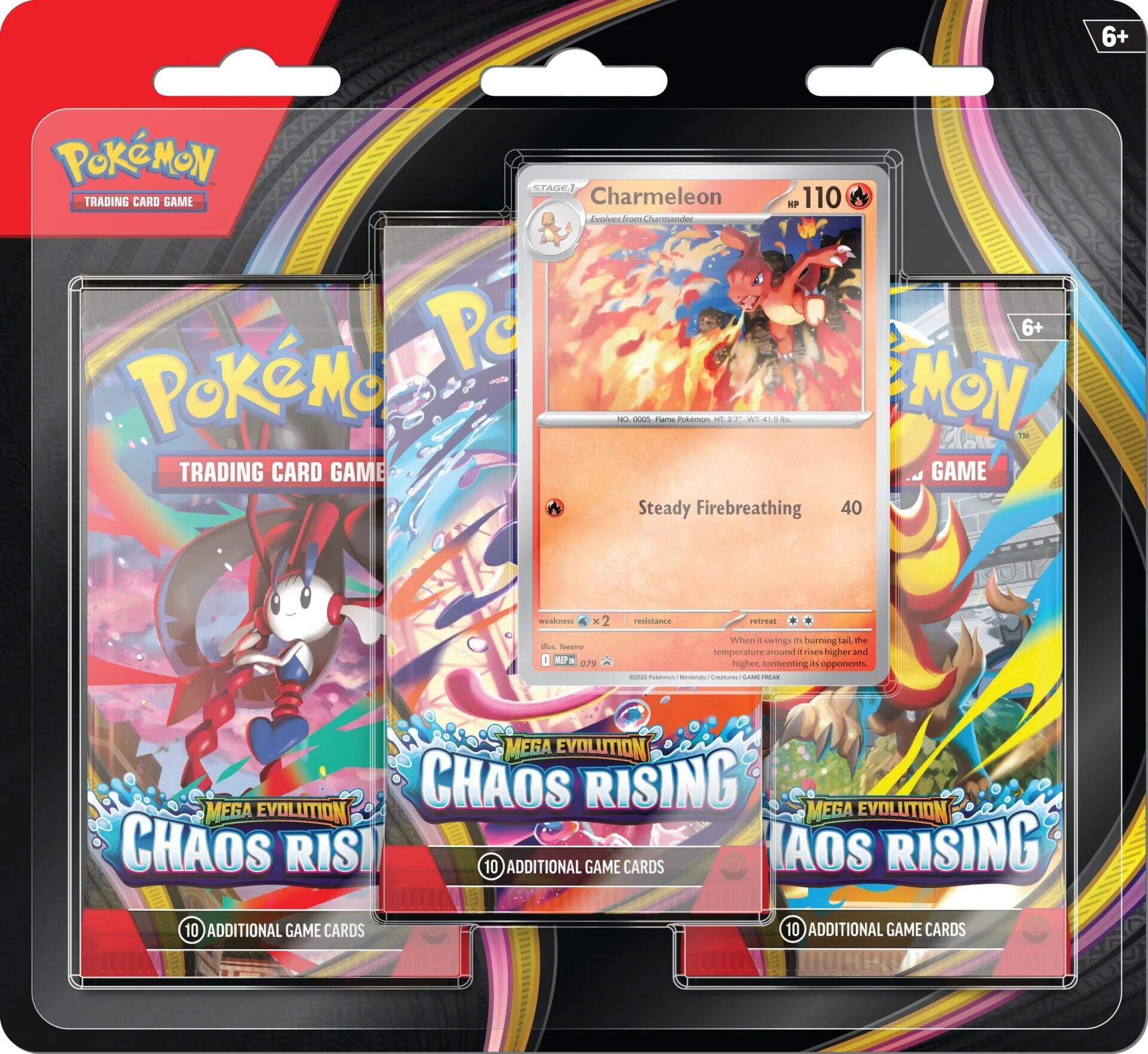 Mega Evolution: Chaos Rising 3 Pack Blister (Charmeleon) | Devastation Store